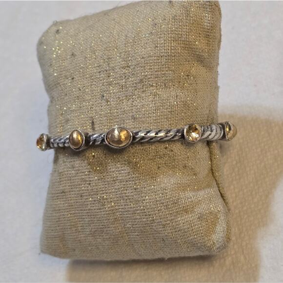 Brighton Monte Carlo Mixed Metals Golden Crystal Hinged Bracelet - Picture 8 of 9